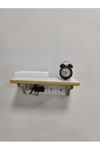 Dekoratif Priz Üstü Raf, Tekli Modem Rafı Beyaz