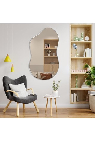 60x90 Asimetrik Duvar Dekor Aynası/duvar Aynası/konsol Aynası/estetik Ayna Gümüş 60 X 80 Çok Renkli