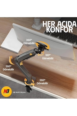 North Bayou Nb F80 Amortisörlü 2-9 Kg Monitör Standı 2026 Versiyon