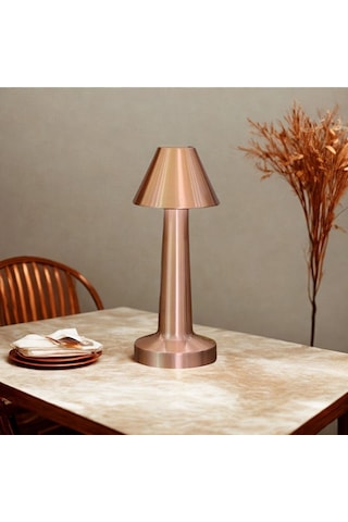 Buffer Çatı Model Bronz Renk Şarjlı Dokunmatik 3 Renkli Led Masa Lambası Bronz