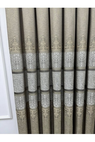 Nivemeshome Çakı Fj672069 V-5327 Toprak 1/3 Sık Pileli Fon Perde Apm Toprak