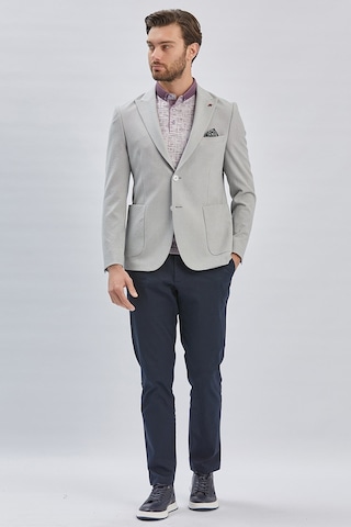 İmza Gri Desenli Kırlangıç Yaka Likralı 6 Drop Slim Fit Dar Kesim Casual Ceket 1002240155-gri Gri