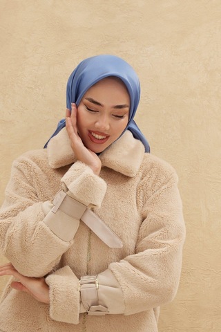 Silk Home Düz Shiny Eşarp - Kot Mavi - Kot Mavi