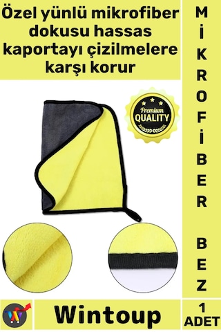Bez Lüks Model Yüksek Emici Çizmez Çift Katlı Kalın Yünlü Mikrofiber Araba Temizlik Bezi 50 X 70 Cm