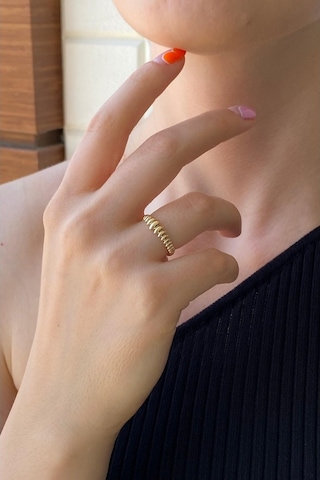 Zümrüt Sarraf 14 Ayar Yeşil Altın Kadın Suzme Burgu Yüzük 553891747