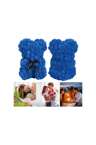 Springsun Mavi Sonsuz Çiçekli Ayı Dekorasyon, Sevgi Hediyesi İçin Ornmanlı Yapay Gül, Ev Dekoru Ve Romantik Etki Sağlar