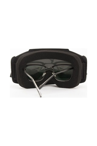 Cross Motosiklet Bisiklet Gözlüğü Açık Kask Maskesi Süngerli Bant Lastikli Jet Maske Ayna Cam Siyah