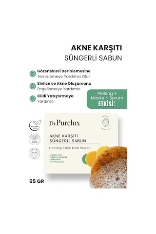 Siyah Nokta Karşıtı Peeling Etkili Süngerli Sabun Hızlı Maske Kabak Lifi - Lavanta