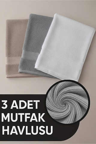 Elia 3 Adet %100 Pamuk En İyi Emici El Ve Yüz Havlusu Mutfak Havlusu Banyo 30x50cm Bej Gri Beyaz Çok Renkli
