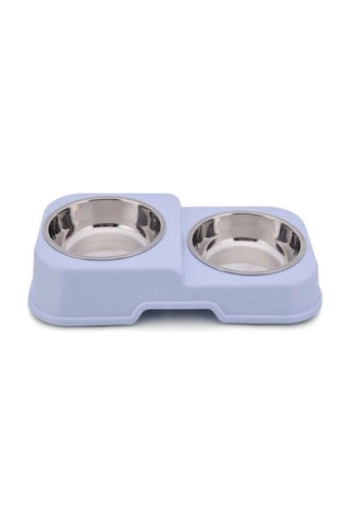 Nunbell İkili Oval 35 CM Çelik Kedi Mama Kabı Çok Renkli