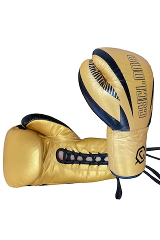 Cyclone Legion Hakiki Deri Bağcıklı Boks Ve Kick Boks Eldiveni Altın