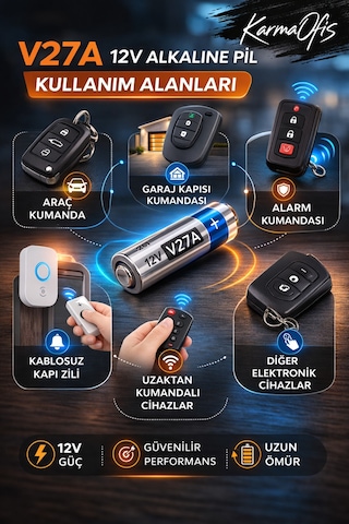 V27a 12v Alkaline Pil Araç Kumanda Pili, Uzaktan Kumanda Pili 27a A27 Pil