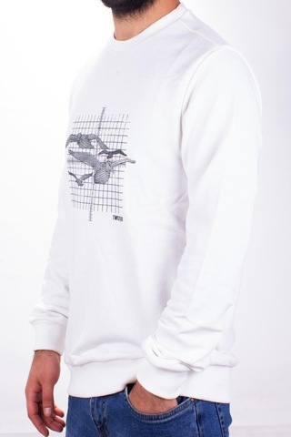 Twister 1915 Ekru Bisiklet Yaka Erkek Sweat Ekru