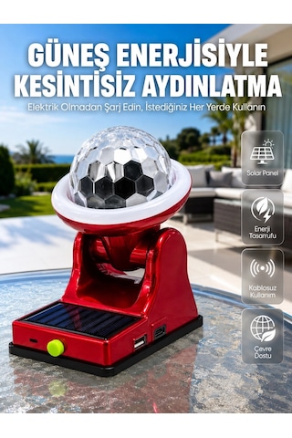 Şarjlı Rgb Projektör Lamba Güneş Enerjili Çok Fonksiyonlu Disco Işık Lambası Najmaddin