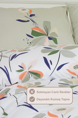 Elart Mary Nevresim Takımı Tek Kişilik %100 Pamuk Ranforce Lastikli Çarşaf 160xx220 Cm Yeşil Yeşil