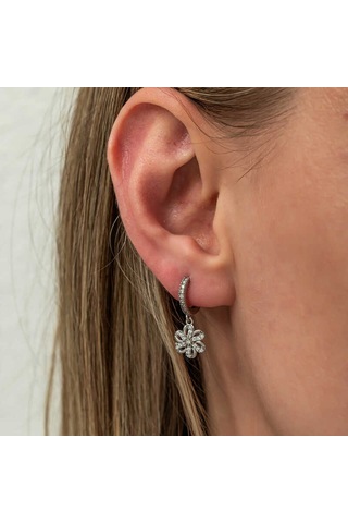 Kenpazar Gümüş Sallantılı Çiçek Kadın Küpe Gümüş