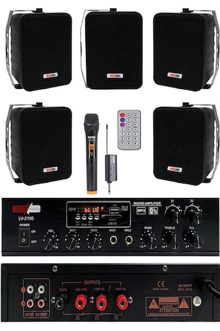 Lastvoice Black Large Plus Paket-4 Hoparlör Ve Anfi Anons Ses Sistemi Seti