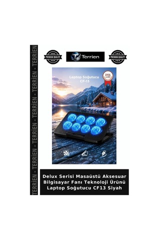 Delux Serisi Masaüstü Aksesuar Bilgisayar Fanı Teknoloji Ürünü Laptop Soğutucu Cf13 Siyah