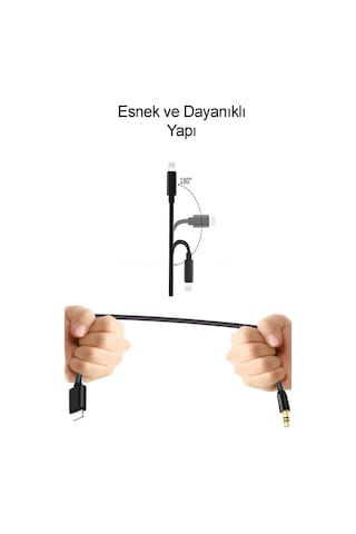 Bs Lightning To 3.5mm Aux Ses Kablosu 1 Metre Dönüştürücü Çevirici - Beyaz