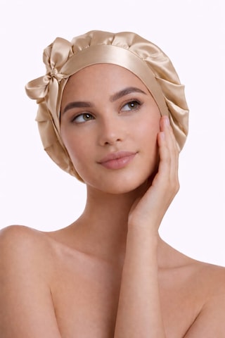 Silkwormlife %100 Saf Ipek, Uzun Bağcıklı Lüks Gece Bakim Bonesi Bej