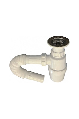 Taslı Körüklü Lavabo Sifonu - 888lts Beyaz