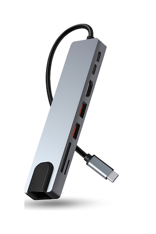 8'in 1 Usb Type-c Hub Çoklu Bağlantı İstasyonu Hdmı 4k, Rj45 Ethernet Usb 3.0, Pd Sd/tf Kart Okuyucu