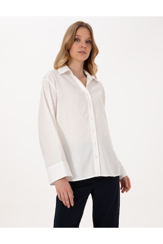 Pierre Cardin Kadın Beyaz Gömlek Desenli 50313639-vr013 Beyaz