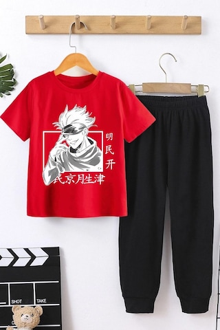 Çocuk Jujutsu Kaisen Alt - Üst Eşofman Takımı Siyah