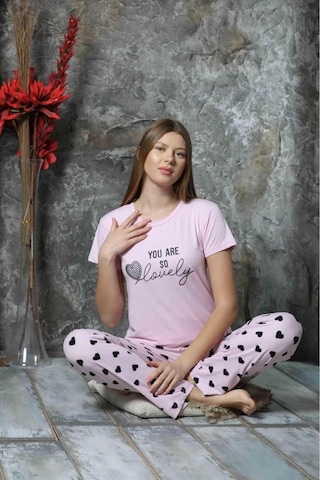 Charme Kadın Milan Bisiklet Yaka Kısa Kol Pijama Takımı K300/514- 1 Adet 001