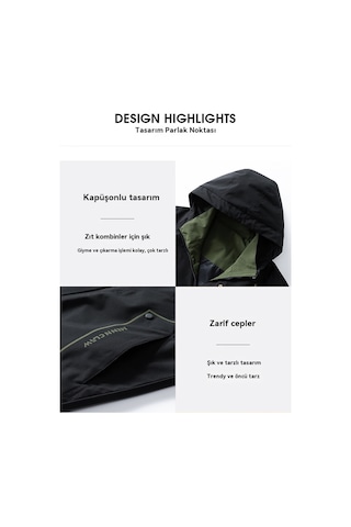 Erkekler İçin Su Geçirmez Ve Rüzgar Geçirmez Sonbahar Ve Kış Ceketi Siyah