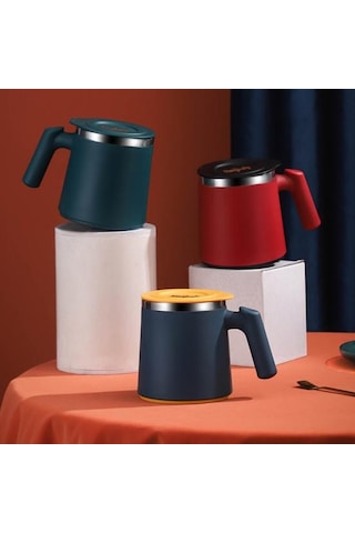 Kırmızı 420 Ml Su Bardağı Haşlanma Önleyici Sızdırmaz Kapaklı Kahve Paslanmaz Çelik Yalıtımlı Isı Bardaklar