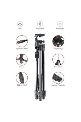 8810 Profesyonel 360 Derece Çok Amaçlı 1.2m Tripod Kamera Tripod Standart