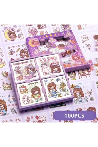 100pcs Sevimli Desen El Kitabı Etiketleri Çizgi Film Tatil Diy Telefon Dizüstü Bilgisayar Araba Dizüstü Bilgisayar Bagajı Kaykay Grafti Çıkartmaları E