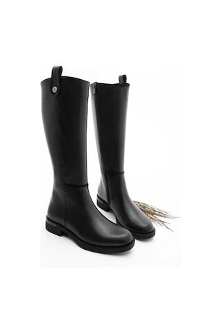 Potinonline 0765 Kadın Yandan Fermıarlı Siyah Binici Çizme siyah