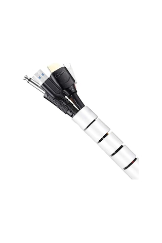 Güncelçarşı 1 Mt X 22 Mm Spiral Boru Kablo Kanalı Kablo Fiş Düzenleyici Toplayıcı Kordon Kablo Tutucu Beyaz 1 Adet