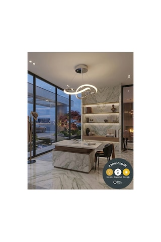 Kar Çiçeği Krom Avize Sarkıt 3 Renk Ledli Modern Salon Mutfak Çocuk Odası Ve Antre Aydınlatma