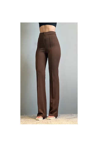 Thiff Gymwear Krep Kumaş Likralı Kadın Palazzo Pantolon 3'lü Set Bej-Kahverengi-Lacivert