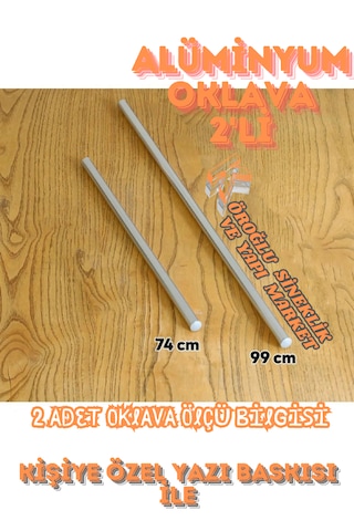 2'li Masterchef Alüminyum Paslanmaz 100-75 Cm Metal Oklava Seti