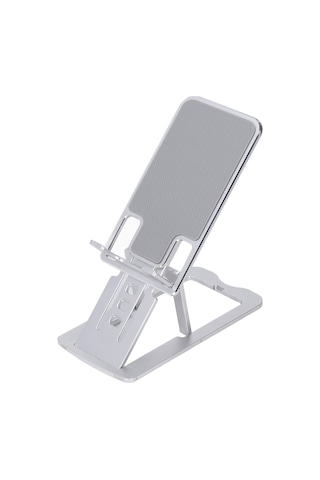 Geeksen Alüminyum Kollu Masaüstü Telefon Tutucu, 7 Açıyla Ayarlanabilir, Çift Taraflı Vidalı, 12 İnç Tablet/notebook Uyumlu, Katlanabilir Taşınabilir, Gümüş Renk