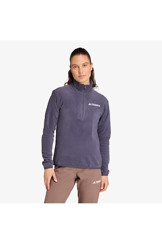 Adidas Multi Essentials 1-2 Zip Fleece Kadın Mor Yürüyüş Polar Jm3121