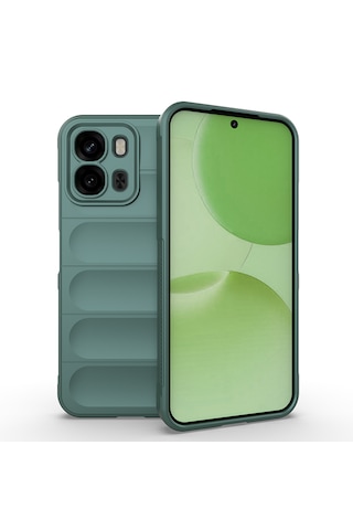 Oppo A6t Kılıf Kamera Korumalı Arka Yüzey Tasarımlı Darbeye Dayanıklı Etnik Kılıf Silikon Kapak Koyu Yeşil