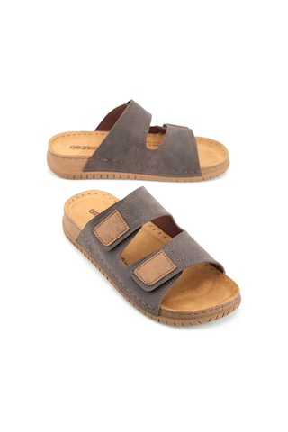 Gezer Erkek Yazlık Tasarım Çift Cırtlı Ayarlanabilir Suni Deri Rahat Taban Günlük Terlik Gt1yme.15588.06.011.h95 Kahverengi