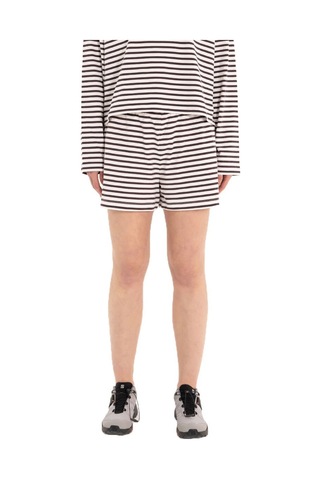Inguz - Stripe Pamuk Şort Beyaz - Siyah