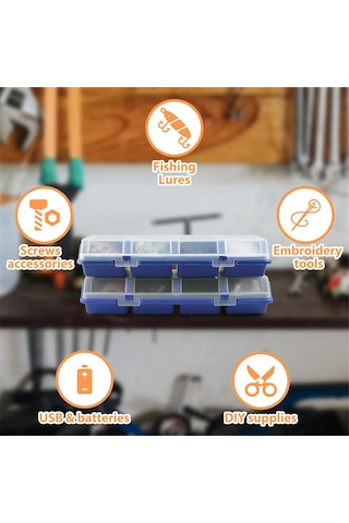 Xurunkeji Paket Vida Düzenleyici Kutu Kapaklı 4 Bölmeli Alet Kutusu Bölücü Bölmeli Kaplar Sıralama Vida Alet Kutusu Kılıfı 50x40x8cm