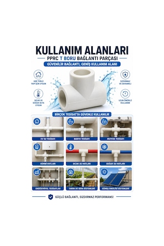 20 Mm Pprc Plastik T Boru Eki Te Bağlantı Parçası Sıcak Soğuk Su Tesisatı İçin Sızdırmaz T Ek 1 Adet Çok Renkli