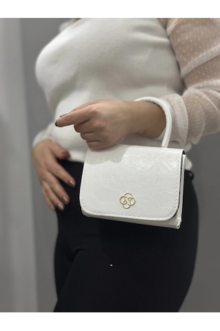 Biçomi Beyaz Cilt Krash Çanta Beyaz