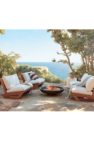 Conforelit Bahçe Balkon Kayın Ahşap Koltuk Takımı 2+1+1 Krem