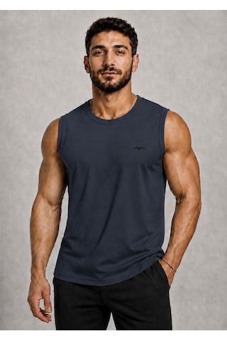 Axxel Erkek Füme Bisiklet Yaka Kolsuz T-shirt-d690