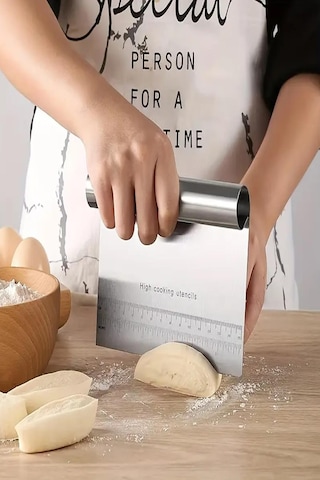 Paslanmaz Çelik Hamur Kesme Aparatı Çelik Kesici Kazıyıcı Pasta Ve Kek Şekillendiren Lüx Spatula Metal