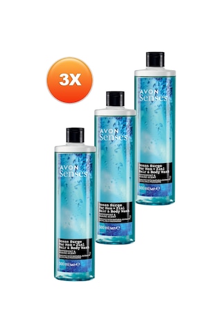 Avon Senses Ocean Surge Nane ve Deniz Kokulu Saç ve Vücut için Erkek Duş Jeli 3 x 500 ML